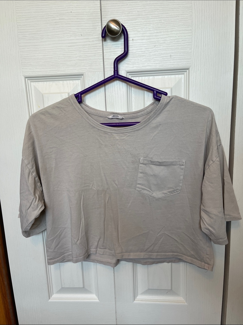 Ardene Cropped Pocket Tee - Light Taupe